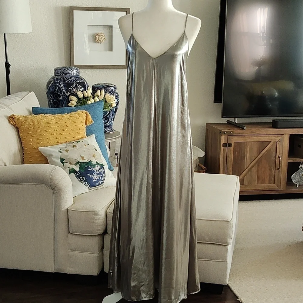 New Mango Metallic Party Dress Size XS - Picture 3 of 12